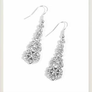 Glitzy On All Counts White Earrings